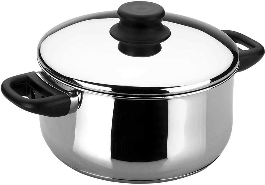 Braadpan met deksel Kookpan Stoofpan Langzaam Garen Thermodiffusie bodem 18 cm Roestvrij staal