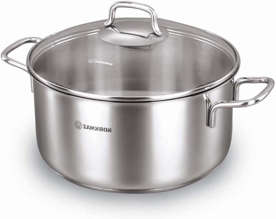 Braadpan met deksel Kookpan Stoofpan Langzaam Garen Tri-Ply ingekapselde basis 3.7 Qt Zilver