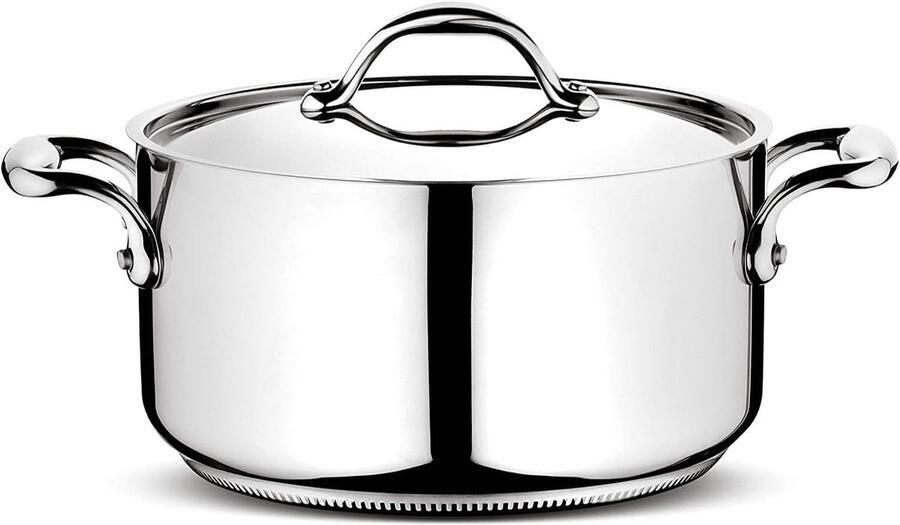 Braadpan met deksel Kookpan Stoofpan Lekker Koken 5-laags Lagofusion bodem Ø 18 cm Zilverkleurig