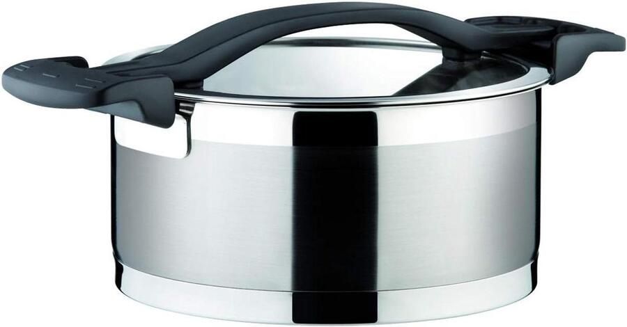 Braadpan met deksel Kookpan Stoofpan Stoofschotels Maken Gepolijste Afwerking 20 cm 3 liter Zilverkleurig