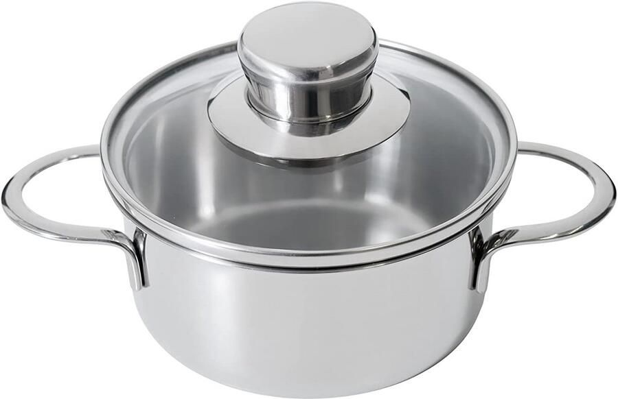 Braadpan met deksel Mini pan Kleine porties koken Compact formaat 12 cm Zwart