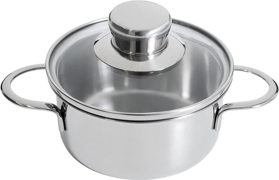 Braadpan met deksel Mini pan Kleine porties koken Compact formaat 12 cm Zwart - Foto 2