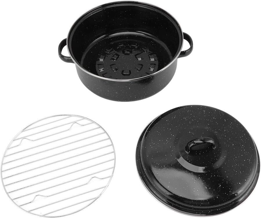 Braadpan met Deksel Ovenpan Stoofpan Gelijkmatig Garen Natuurlijk Antiaanbaklaag N.v.t. Zwart Gespikkeld