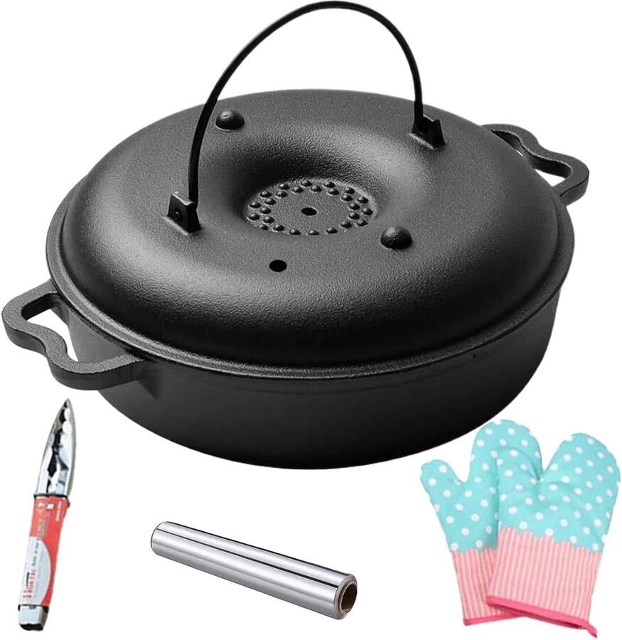 Braadpan met deksel Ovenschaal Grillpan Gelijkmatig koken Uniforme warmte 26 x 10 cm Zwart