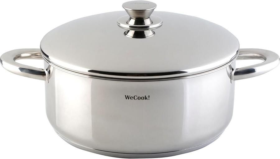 Braadpan met deksel Roestvrijstalen pan Gelijkmatig koken 43 mm capsulebodem 22 cm Zilver