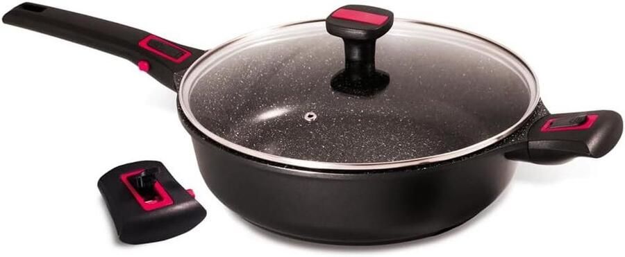 Braadpan met deksel Sauté pan Stoofpan Gezond koken Keramische Fusion Pro coating Ø 28 cm Zwart