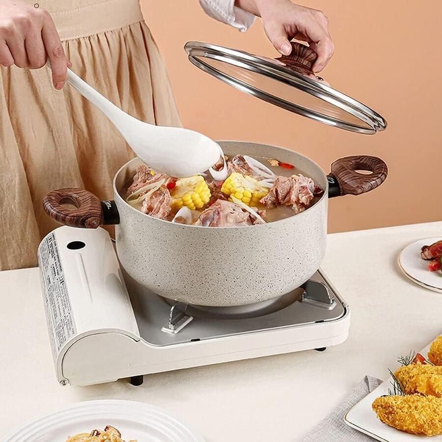 Braadpan met Deksel Soeppan Kookpot Gerechten Bereiden Glazen Deksel Maat L A