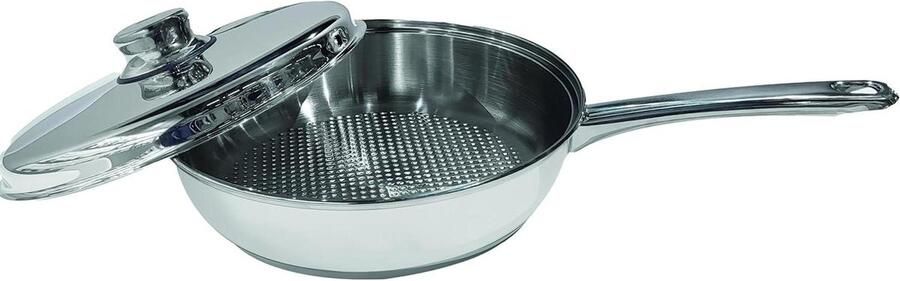 Braadpan met Deksel Stoofpan Steelpan Gezond Koken Honingraat Bodem Diameter 24 cm Zilverkleurig