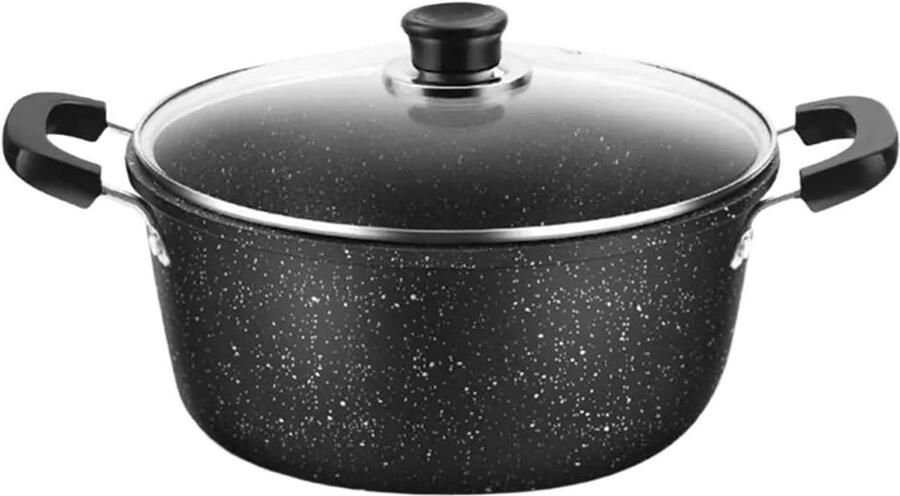 Braadpan met deksel Stoofpan soeppan Langzaam koken Antiaanbaklaag 22 cm Zwart