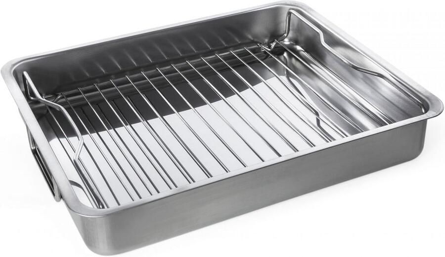Braadpan met grillrek van roestvrij staal 40 x 32 x 7 cm