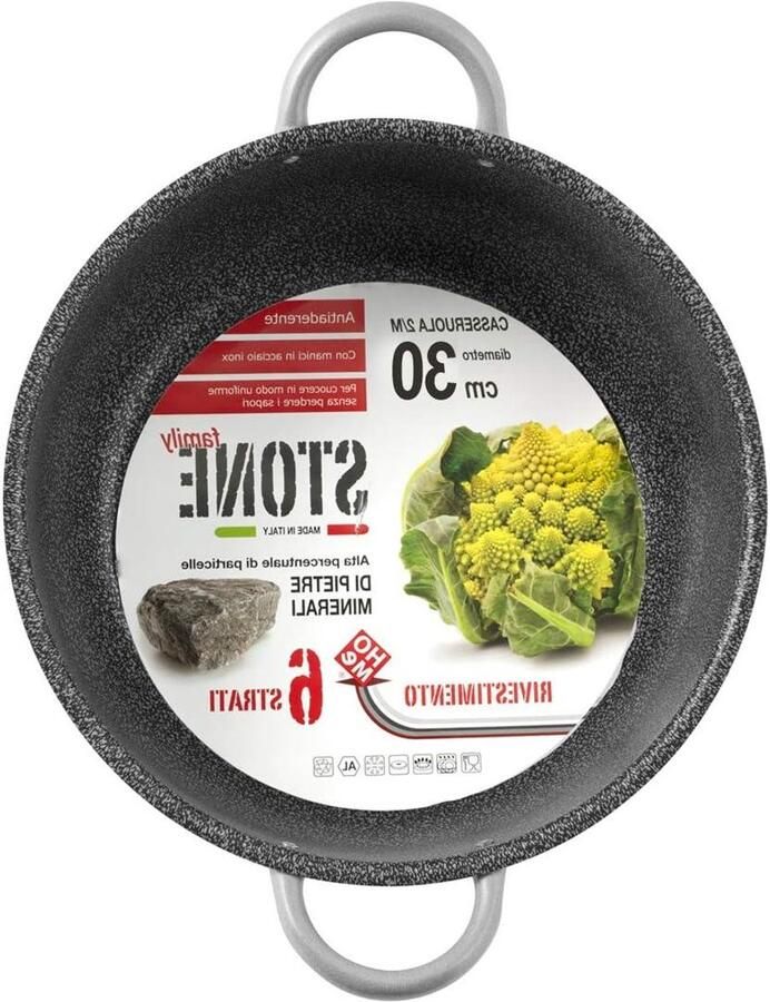Braadpan met handgrepen Kookpan met deksel Lekker koken Antiaanbaklaag 30 cm Zilverkleurig