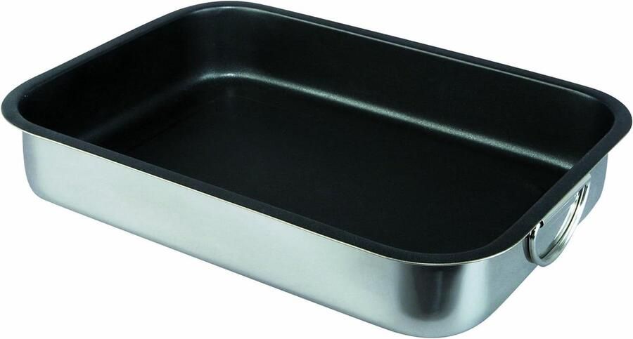 Braadpan met handgrepen Ovenschaal RVS Langzaam Garen Roestvrij staal 30x22x6 cm Zilver grijs