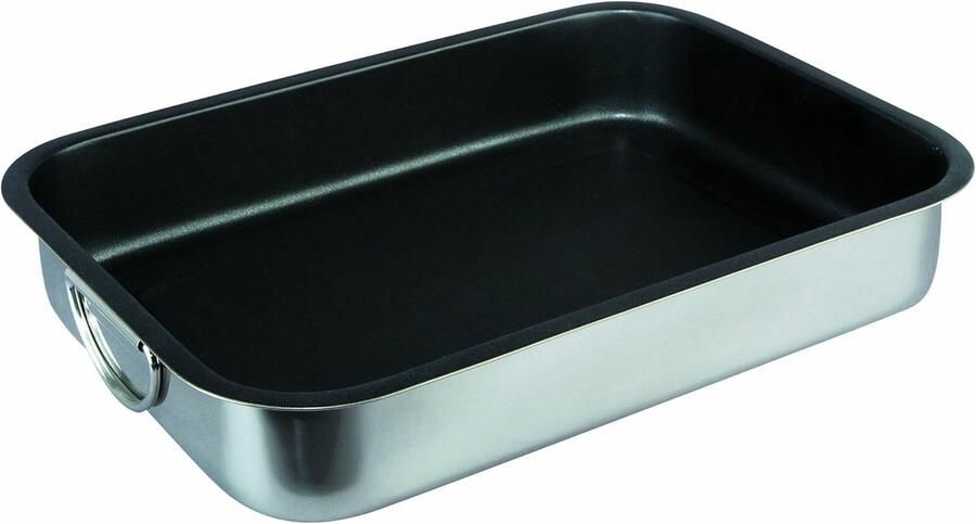 Braadpan met handgrepen Steelpan Koekenpan Gerechten Bereiden Roestvrij staal 30x22x6 cm Zilvergrijs
