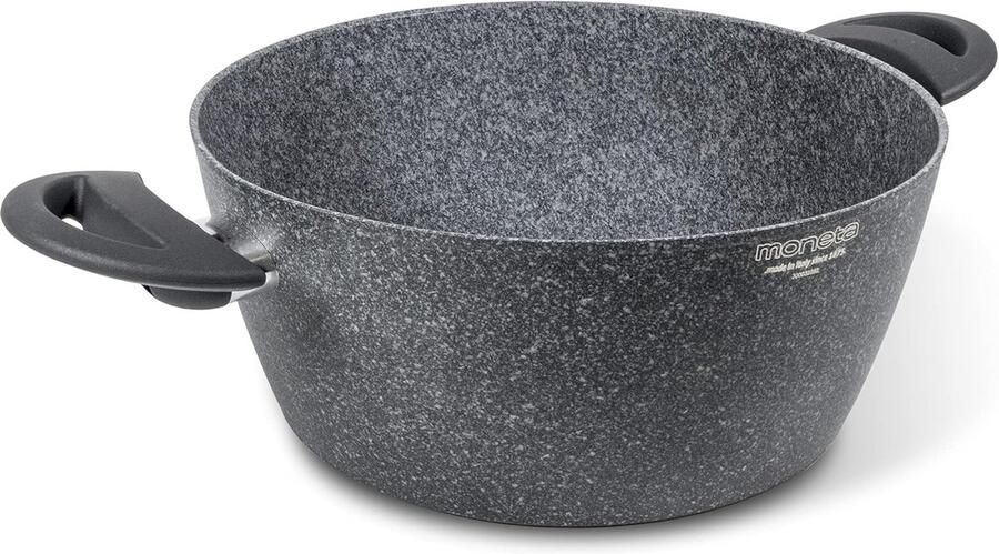 Braadpan met handgrepen Stoofpan Kookpan Gezond Koken Versterkt met mineralen 20 cm Zwart