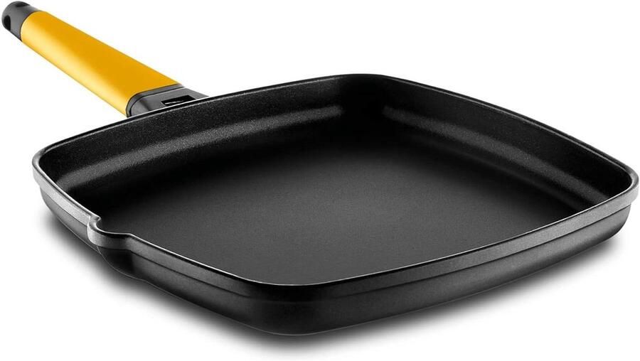 Braadpan met Handvat Gegoten Aluminium Pan Gezond Koken PFOA Vrije Antiaanbaklaag 27 x 27 cm Geel