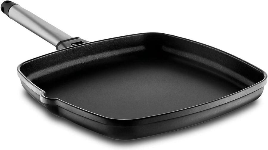 Braadpan met handvat Gegoten pan Lekker koken Gelijkmatige warmte 22 x 22 cm Zilver