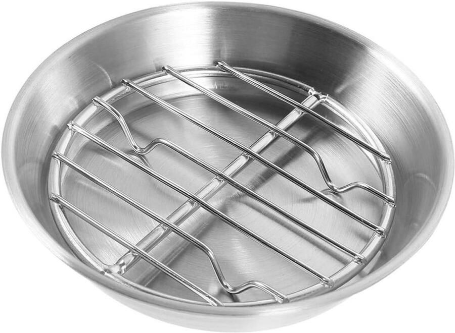 Braadpan met Lekbak Ovenschaal Bakplaat Gezonder Koken Olie Afvoerend Ontwerp 16.7 cm Zilver