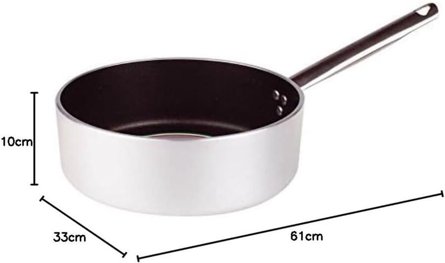 Braadpan met steel Kookpan Koken en braden Gemaakt in Italië 32 cm diameter Zilverkleurig