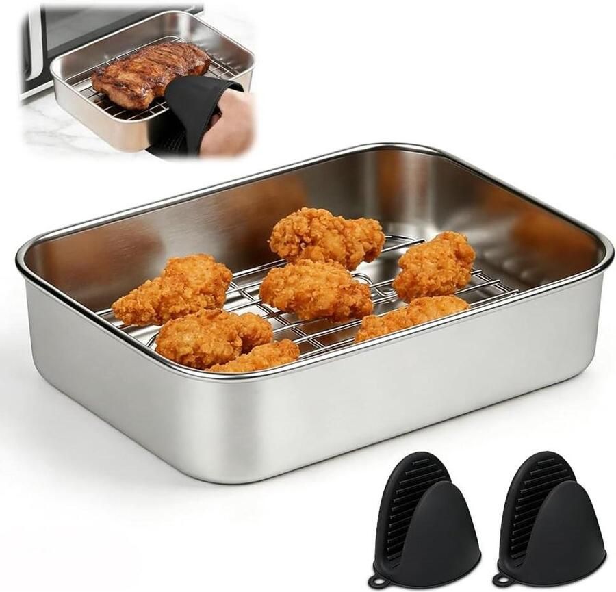 Braadpan met zeef Ovenschaal Airfryer Gezond Koken Veelzijdig 3-in-1 Niet gespecificeerd Zilver Zwart