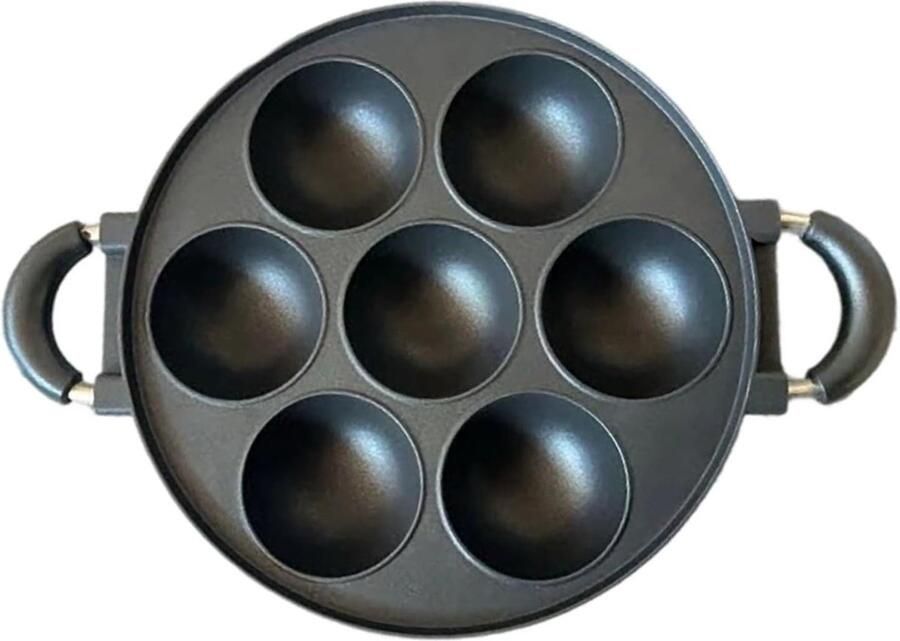 Braadpan met zeven gaten Pannenkoekenpan Perfecte pannenkoeken Innovatieve warmteverdeling 39 x 55 cm Zwart