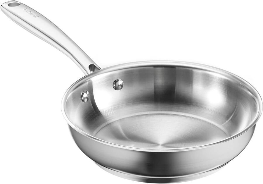 Braadpan Roestvrij Staal Kleine pan Inductiepan Kleine porties koken Ongecoat oppervlak 20 cm Zilver