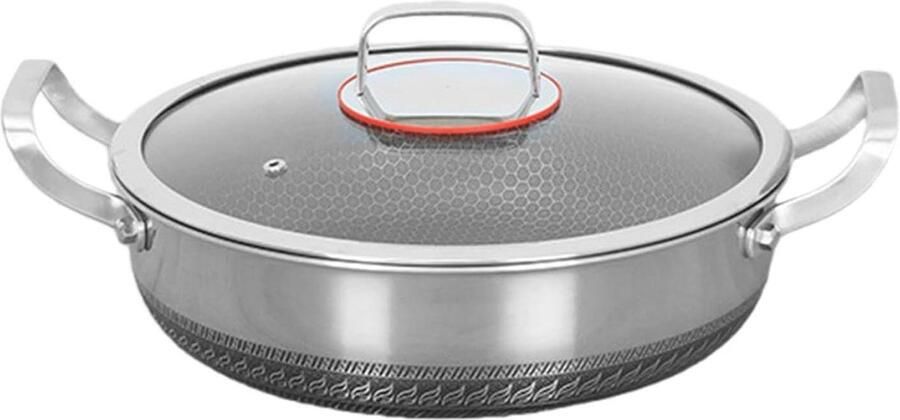 Braadpan Roestvrij Staal Koekenpan Frituurpan Thuis Koken 316 Anti-aanbaklaag 26 cm Zilver