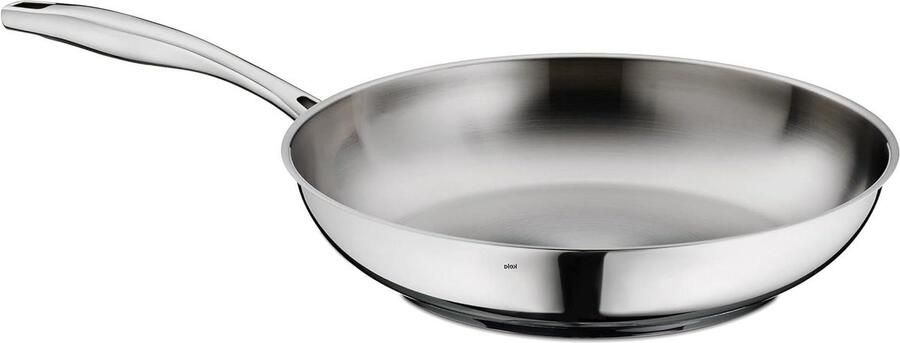 Braadpan Roestvrij Staal Koekenpan Grillpan Koken en Serveren Energiebesparende Capsulebodem 28 cm Zilverkleurig