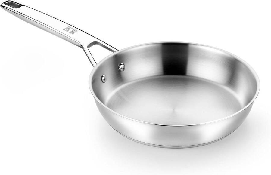 Braadpan Roestvrij Staal Koekenpan Inductie Dagelijks Koken Grote Diffusie Bodem 20 cm Zilverkleurig
