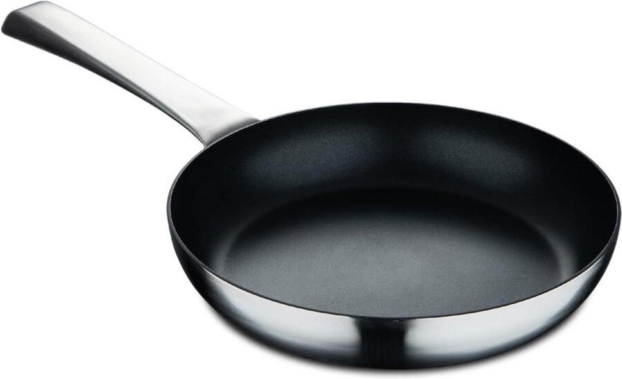 Braadpan Roestvrij Staal Koekenpan Koop Gelijkmatig Koken Swiss Crystals Coating 20 x 43 cm Zilver