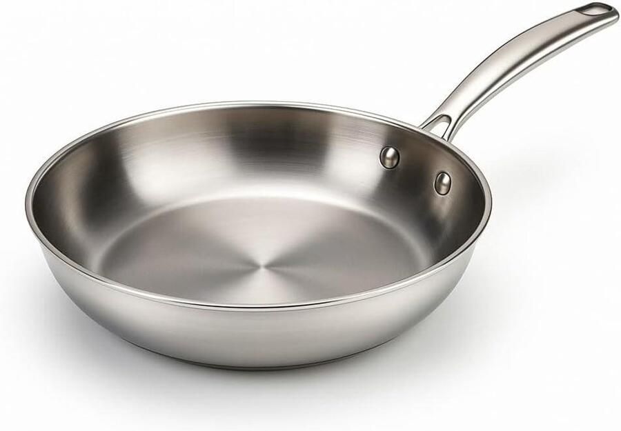 Braadpan Roestvrij Staal Kookpan Diep Gelijkmatig Koken Drielaagse Bodem Ø 28 cm Zilver