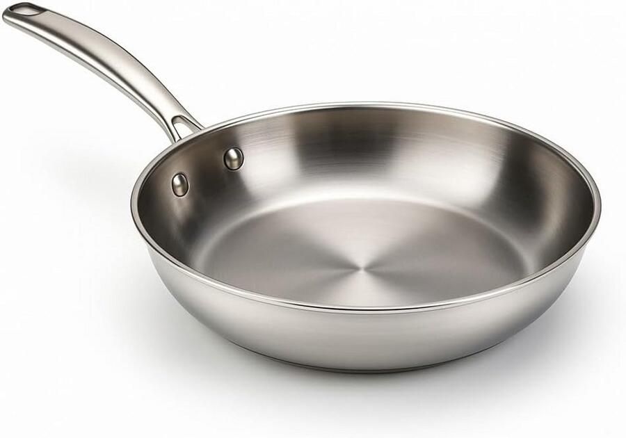 Braadpan Roestvrij Staal Kookpan Gelijkmatig Koken Drielaagse Bodem Ø 26 cm Zilver