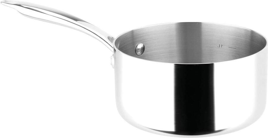 Braadpan Roestvrij Staal Kookpan Klein Gelijkmatig Koken Triply Behuizing 16 cm Diameter Zilver