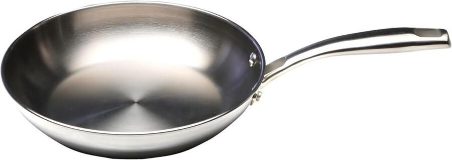 Braadpan Roestvrij Staal Kookpan Koekenpan Gelijkmatig Koken Drielaagse Bodem Ø 20 cm Zilverkleurig