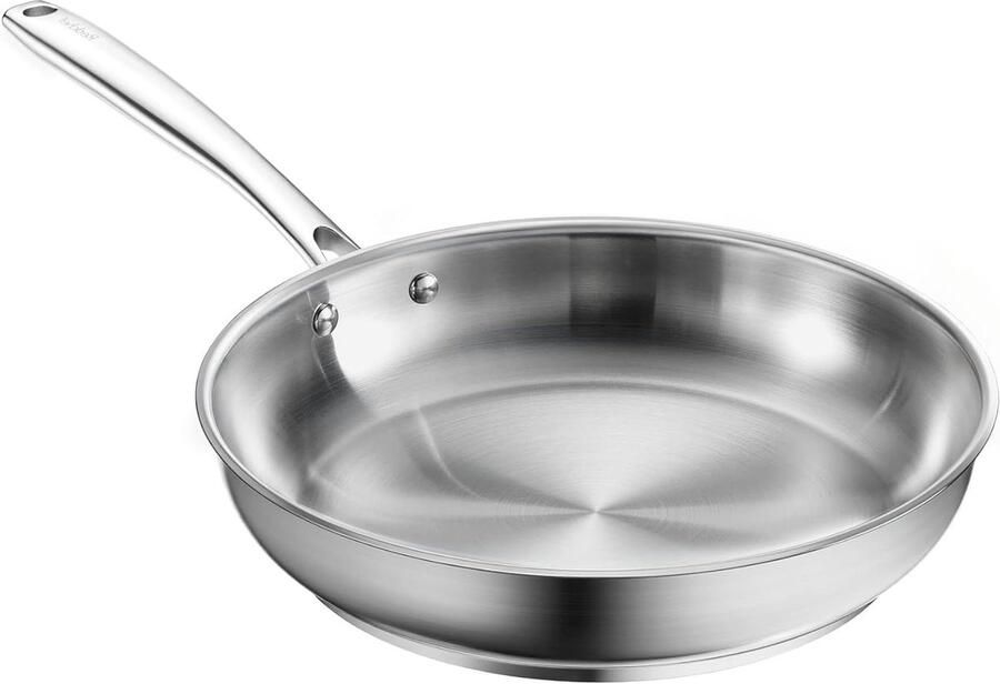 Braadpan Roestvrij Staal Kookpan Steelpan Aanbraden en Sudderen Ongecoate Kwaliteit 28 cm Zilver