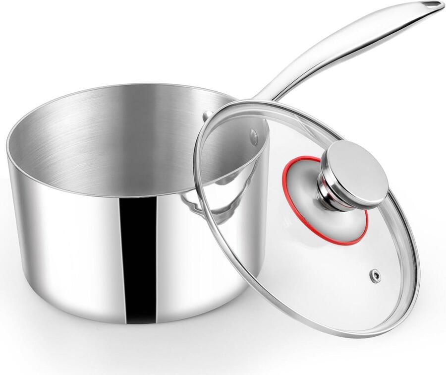 Braadpan Roestvrij Staal Kookpan Steelpan Gezond Koken Drielaagse Constructie 18 cm Zilver
