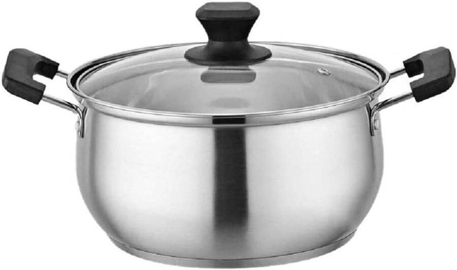 Braadpan Roestvrij Staal Kookpan Steelpan Pasta Soepen Koken Uniforme Verwarming 24CM Zilverkleurig