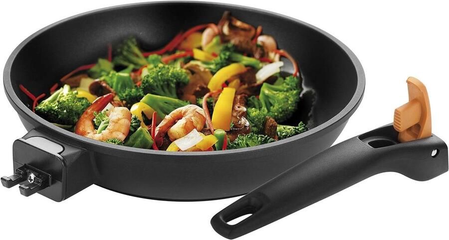 Braadpan Roestvrij Staal Steelpan Koekenpan Koken en Bakken Afneembare Handgreep 28 cm Zwart