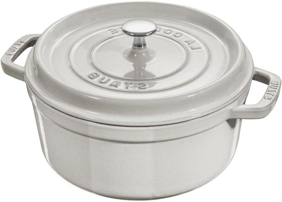 Braadpan Rond Gietijzeren Pan Langzaam Koken Behoudt Aroma's 28 cm Wit