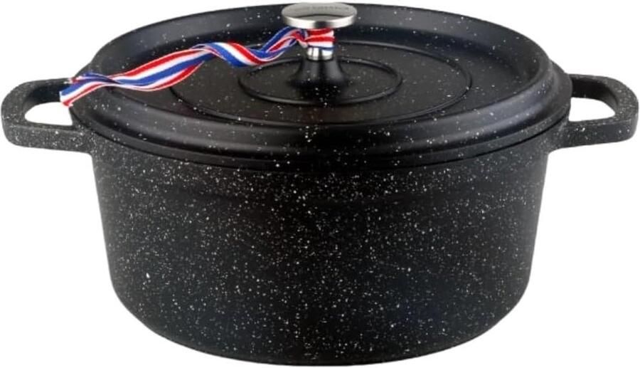 Braadpan Rond Stoofpan Koekenpan Gezond Koken Gegoten Aluminium 20 cm Zwart