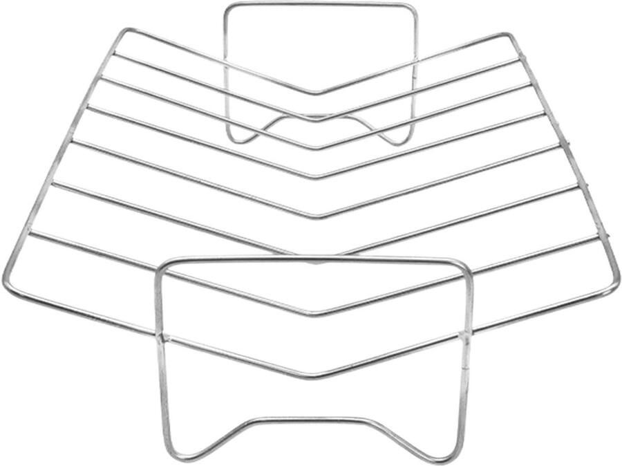 Braadpan Rooster Grill Accessoire Vlees Koken Vorm Stabiliteit 29 x 21 x 8 cm Zilver