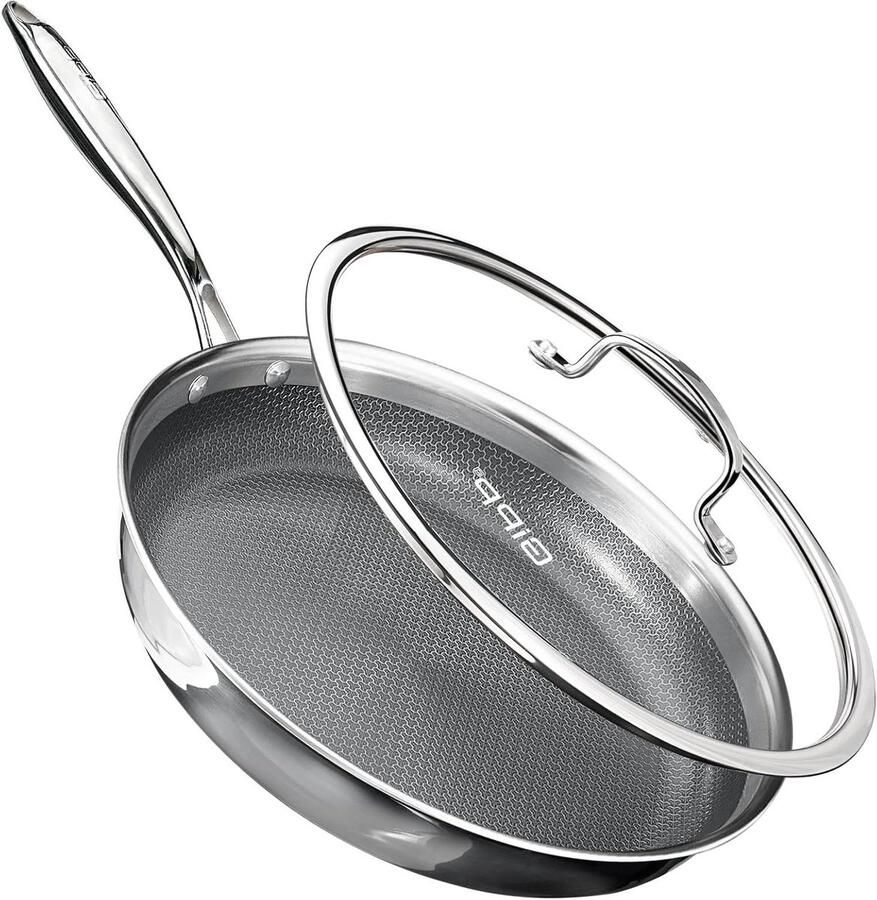Braadpan RVS Kookpan Soeppan Gelijkmatig Koken Drievoudige Bodem 26 cm Zilver