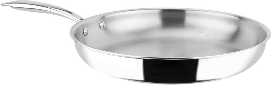 Braadpan RVS Kookpan Stoofpan Langzaam Garen 3-Laags Warmteverdeling 30 cm Zilver