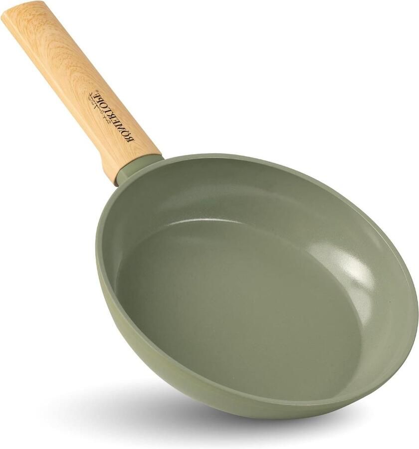 Braadpan Sauspan Kookpan Kleine porties koken Keramische antiaanbaklaag 20 cm Groen