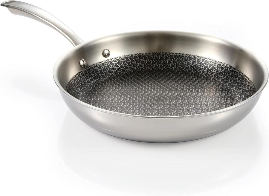 Braadpan Staal Steelcraft Pan Intensief Koken Roestvrijstalen Rooster Diameter 28 cm Zilver