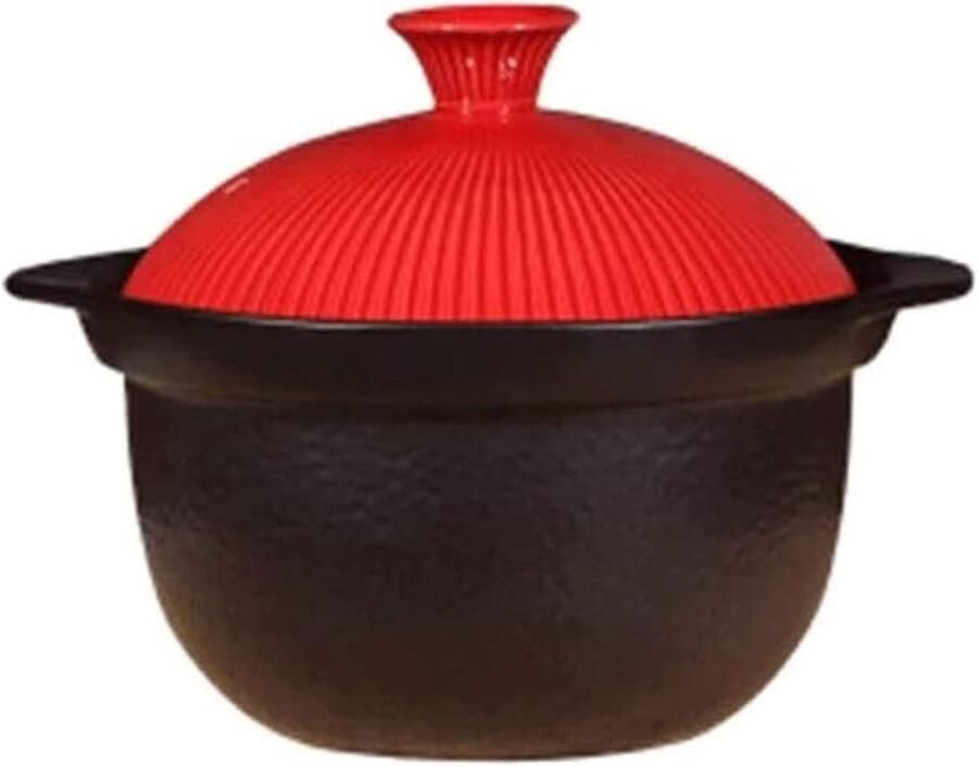 Braadpan Stoofpan Keramiek Langzaam Koken Dubbel Deksel 135 Liter Zwart