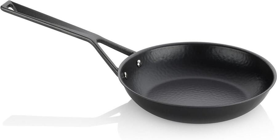 Braadpan van ijzer Gietijzeren pan Knapperig bakken Voorgebrande pan Ø 24 cm Zwart