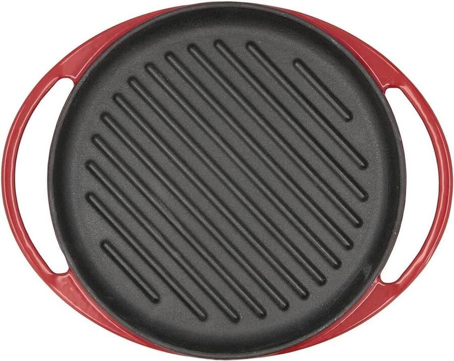Braadpan van ijzer Gietijzeren pan Stoofgerechten maken Gestreepte grillbodem 25 cm Rood