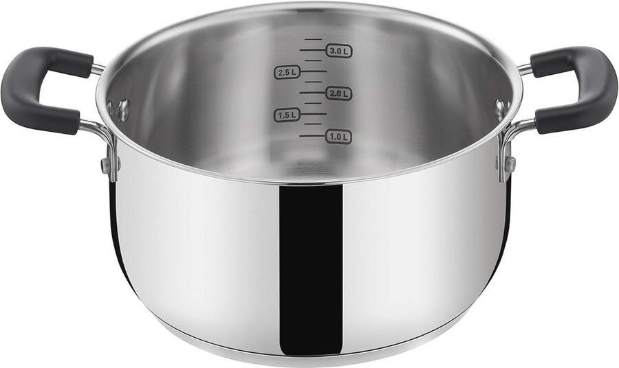 Braadpan van staal 18 10 met dubbele siliconen handgrepen Geschikt voor inductie gas en oven tot 210° 18 cm