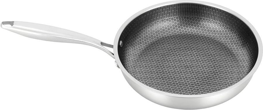 Braadpan Wokpan Roestvrij Staal Hobby Koken Gelijkmatige Warmte 28 cm Zilver