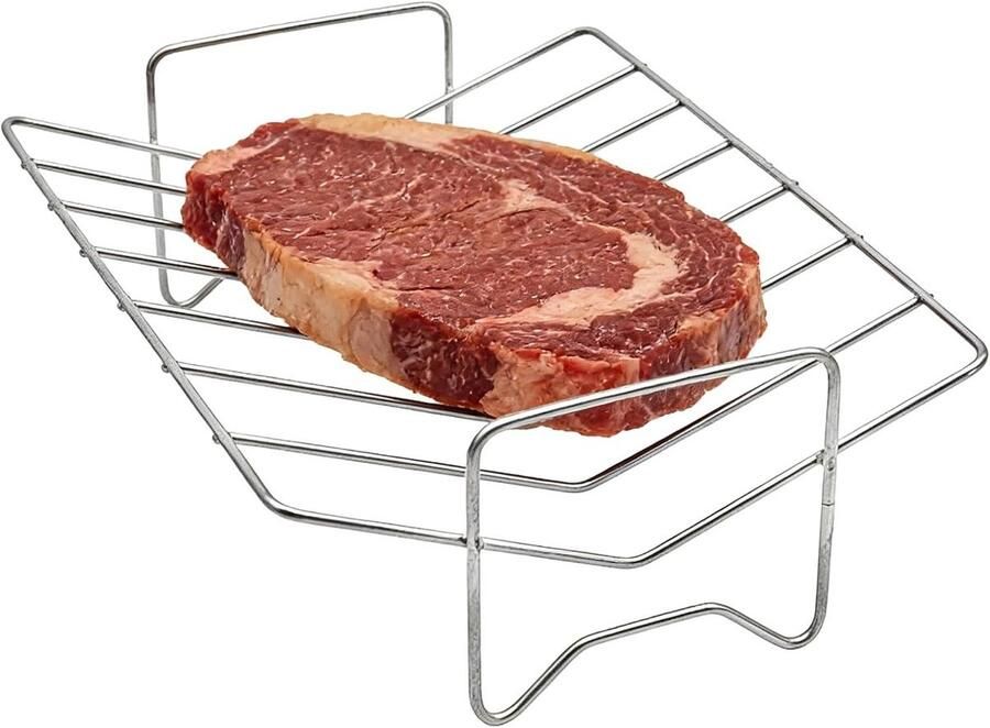 Braadrek Grillaccessoires RVS Vlees Koken Geoptimaliseerde Luchtcirculatie 29 x 21 x 8 cm Zilver